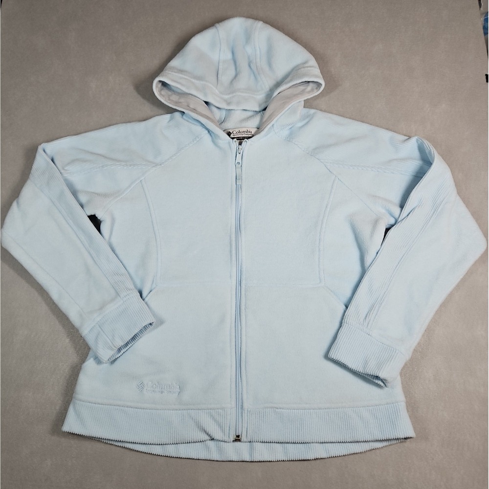 Columbia Womens Light Blue Full Zip Fleece Hoodie Size XL